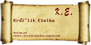 Králik Etelka névjegykártya