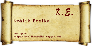 Králik Etelka névjegykártya